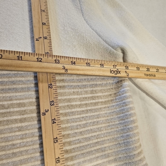 ELLE Beige Tan Cream Open Front Long Color block Cardigan Sweater sz S - Picture 5 of 11